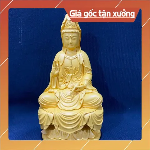 Tượng Quan Thế Âm Bồ Tát Ngồi Toà Sen Cao 18cm Nhiều Màu composite 852806