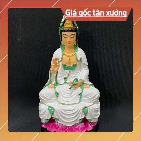Tượng Quan Thế Âm Bồ Tát Ngồi Toà Sen Cao 18cm Nhiều Màu composite 852806