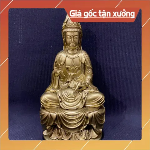Tượng Quan Thế Âm Bồ Tát Ngồi Toà Sen Cao 18cm Nhiều Màu composite 852806