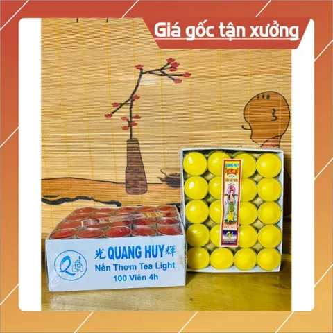 Hộp nến thơm tea light Quang  Huy 100viên cháy hơn 4h 852874