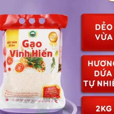 Gạo ST24 Vinh Hiển 2kg - Dẻo thơm nhiều, mềm, ngon cơm
