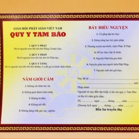 Tờ giấy chứng điệp quy y TAM BẢO - tờ điệp quy y co 3 mẫu cực đẹp