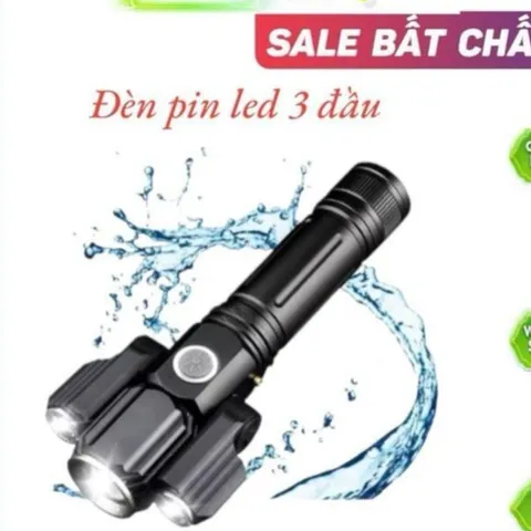 Đèn Pin Siêu Sáng Đèn LED Sạc USB 3 Đầu Chiếu Sáng X300 - 100000 giờ - Chống nước [CTY]