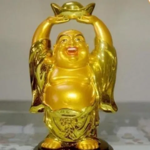 Tượng ngài di lặc Bồ tát nâng thỏi vàng cao 12cm(nhiều mẫu ) cực đẹp