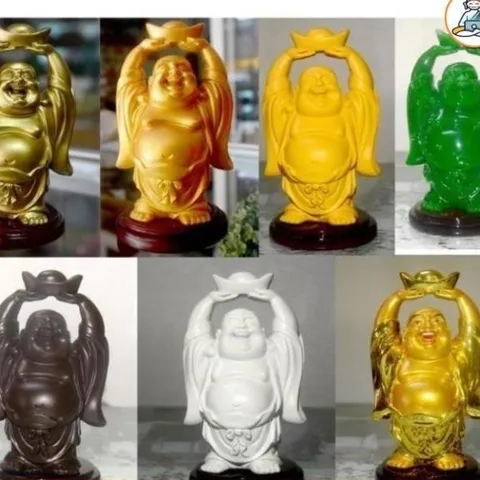 Tượng ngài di lặc Bồ tát nâng thỏi vàng cao 12cm(nhiều mẫu ) cực đẹp