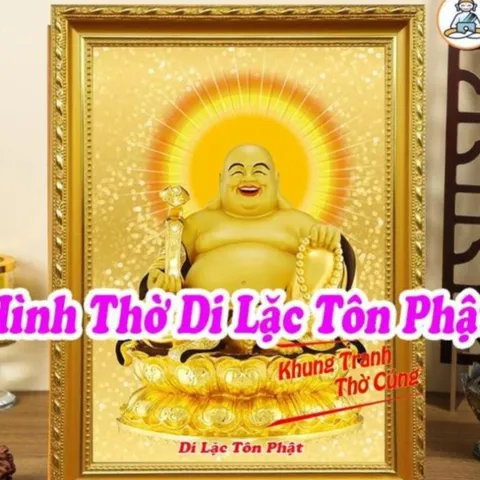 Hình thờ Di Lặc Tôn Phật + Khung mẫu hào quang rạng ngời , Khung hình cực đẹp