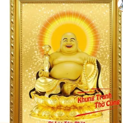 Hình thờ Di Lặc Tôn Phật + Khung mẫu hào quang rạng ngời , Khung hình cực đẹp