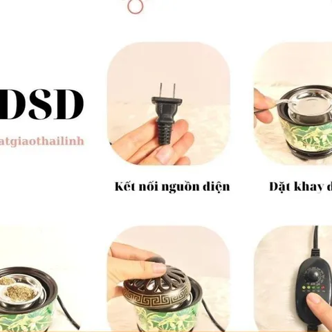 Lư Điện Xông Trầm Cao Cấp Nhiều Họa Tiết Có Đôn Gỗ (Tặng Kèm 50g Bột xông) - Cửa Hàng Phật Giáo DƯƠNG KHOA 852996