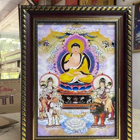 Tranh HOA NGHIÊM TAM THÁNH - Có khung cực đẹp