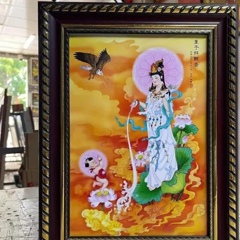 Tranh đóng khung - QUAN THẾ ÂM BỒ TÁT, KT 19*25cm - 28*38cm , 38*48cm cực đẹp