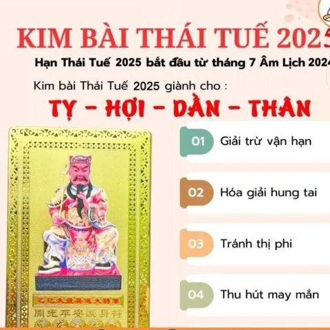 KIM BÀI THÁI TUẾ NĂM 2025 DÀNH CHO CÁC TUỔI TỴ - HỢI - DẦN -THÂN (KIM LOẠI VÀ NHỰA)
