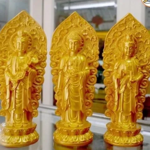 GIEO DUYÊN bộ 3 tượng Phật Tây phương thánh hào Quang cao 18cm DƯƠNG KHOA SHOP