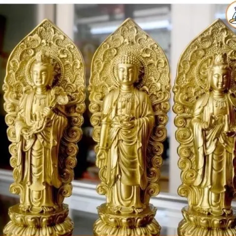 GIEO DUYÊN bộ 3 tượng Phật Tây phương thánh hào Quang cao 18cm DƯƠNG KHOA SHOP
