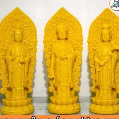 GIEO DUYÊN bộ 3 tượng Phật Tây phương thánh hào Quang cao 18cm DƯƠNG KHOA SHOP