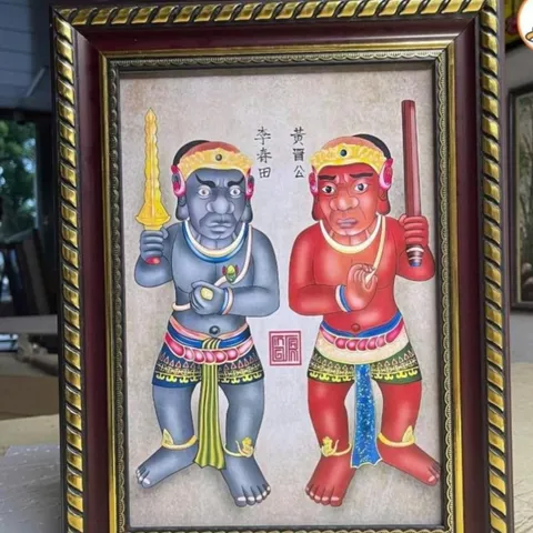 Tranh thờ ÔNG ĐEN - ÔNG ĐỎ ( có khung ) KT 19*25cm, 28*38cm, 38*48cm cực đẹp