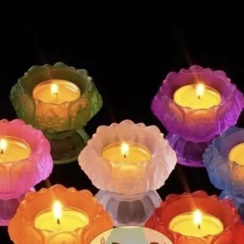 Đế Đèn Cây Chân Cao Hoa Sen Lưu Ly cao Nhiều Màu cực đẹp