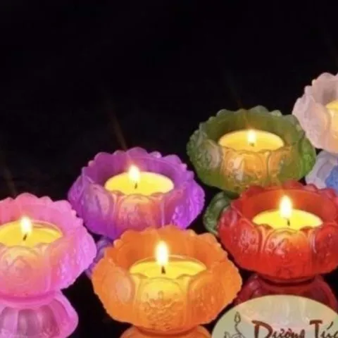 Đế Đèn Cây Chân Cao Hoa Sen Lưu Ly cao Nhiều Màu cực đẹp
