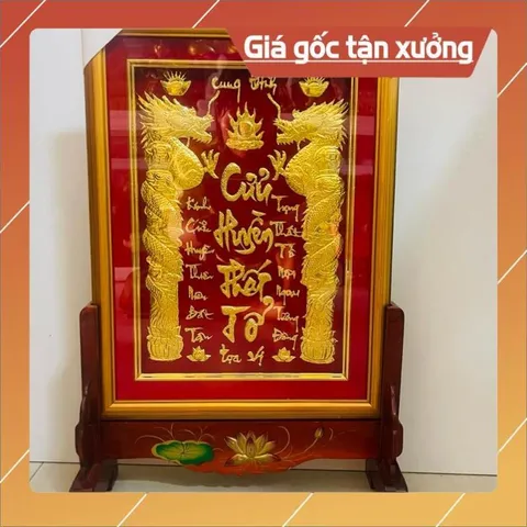 Bài vị Cửu Huyền Thất Tổ dát vàng khung gỗ cao cấp 🌸🌸🌸
