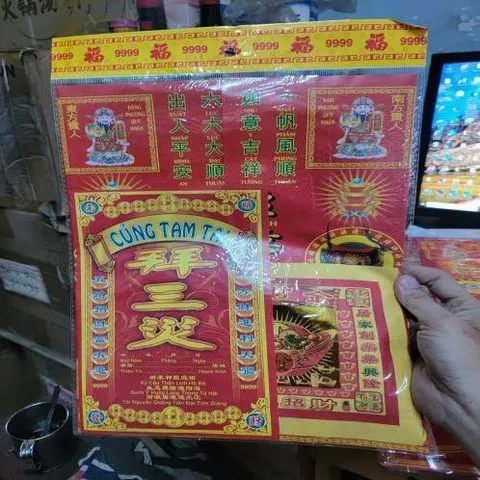 giấy cúng bộ tam tai có hoả tốc