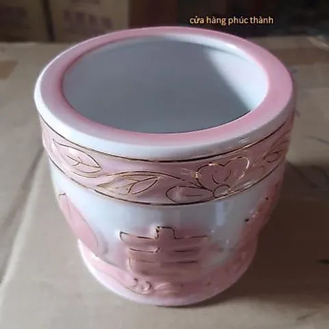 lư cắm nhang đào hồng ( sành sứ ) có hoả tốc