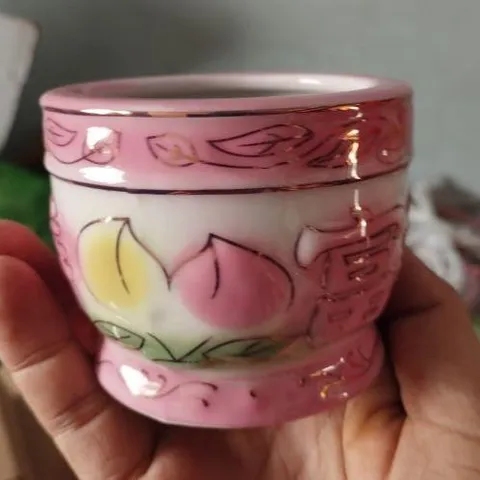 lư cắm nhang đào hồng ( sành sứ ) có hoả tốc