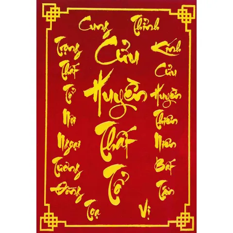 Tranh treo, ảnh thờ CỬU HUYÊN THẤT TỔ thư pháp bền màu + Khung ảnh sáng đẹp kích thước khổ A3, A4, A5