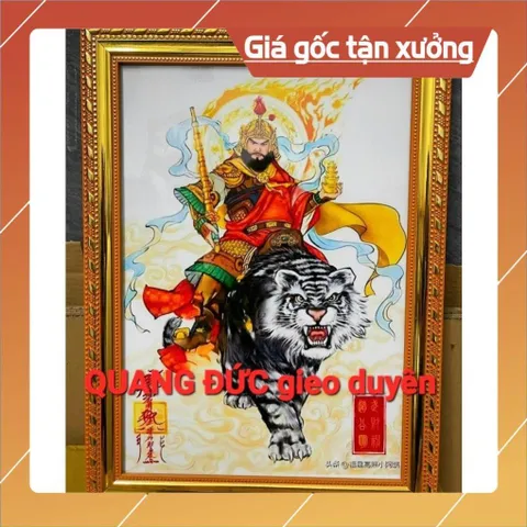 KHUNG Tranh Thần Tài TRIỆU CÔNG MINH KHUNG + Tranh Thần Tài TRIỆU CÔNG MINH ( Tặng )