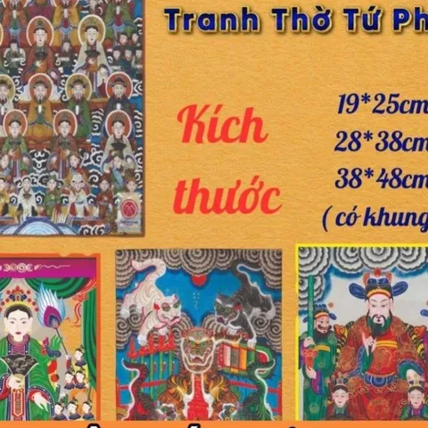 Tranh thờ TỨ PHỦ - có khung cực đẹp
