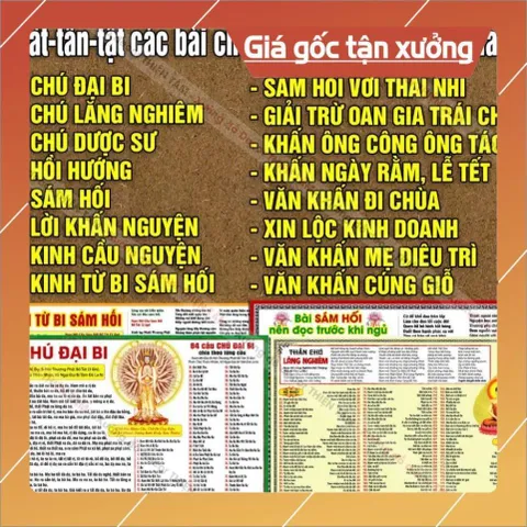 Tổng hợp các Tờ Chú Phật Giáo (chú lăng nghiêm, đại bi, sám hối..) in 2 mặT A4 ÉP PLATICS cao cấp 853635