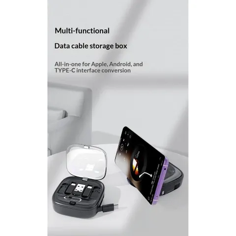 [Hàng quốc tế] Bộ cáp 5 in 1 60w - Lưu trữ dữ liệu - Có cáp sạc, thẻ nhớ, khe chọc sim, giá giữ điện thoại- Dây thu gọn