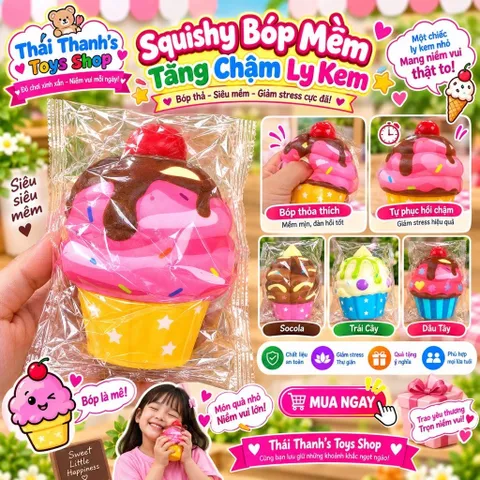 Squishy Bóp Mềm Tăng Chậm hình Ly Kem