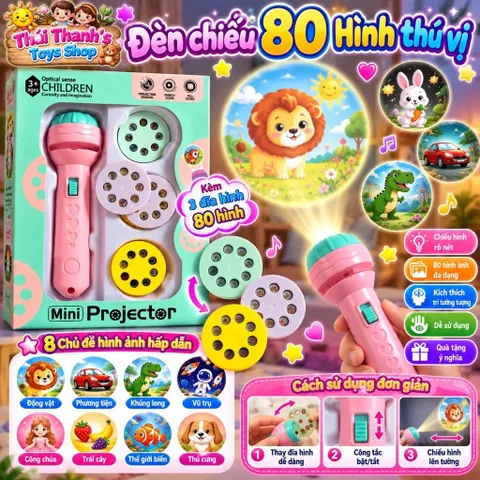 Đèn chiếu 80 hình thú vị - Đồ chơi nhựa an toàn cho trẻ em