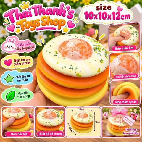Squishy Bóp Siêu Mềm Siêu Tăng chậm-Bánh Mì 5 lớp  Bơ Sữa Trứng