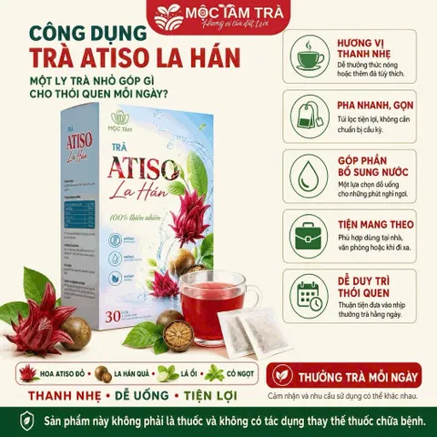 combo3 Trà Atiso Đỏ La Hán Mộc Tâm Túi Lọc 30 Gói x 3g – Vị Chua Thanh, Ngọt Dịu, Pha Nóng Hoặc Thêm Đá 854097
