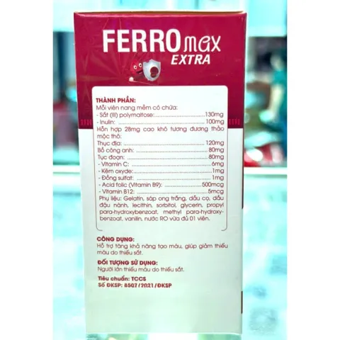 FERROMAX EXTRA sắt iii Bổ sung sắt bổ sung sắt và acid folic, giảm thiếu máu do thiếu sắt, hỗ trợ quá trình tạo máu viên