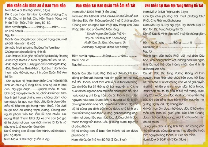 TO496 - TỜ KINH VĂN KHẤN KHI ĐI LỄ CHÙA, MỘT SỐ ĐIỀU LƯU Ý KHI LỄ CHÙA 2 MẶT