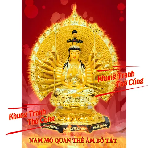Tranh Thờ Mẹ Quan Âm Thiên Thủ Thiên Nhãn + khung (Bảo hành gãy, vỡ)