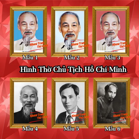 Tranh ảnh thờ Chủ tịch Hồ Chí Minh, Bác Hồ bền màu + Khung ảnh sáng đẹp kích thước khổ A3, A4, A5