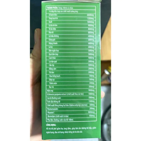 Siroho Bổ Phế Vương Mật ong Tỏi đen Hẹ Quất Cao lá thường xuân Tinh dầu thông đỏ giảm viêm họng, giảm đờm
