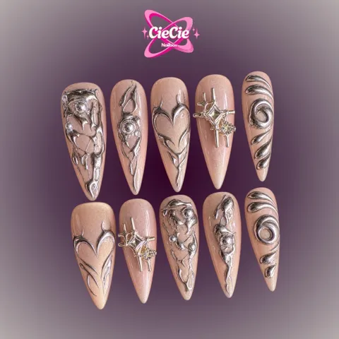 Nailbox Thiết Kế Mắt Mèo Ánh Nude Cam Gel Nổi Tráng Gương [Cie-20]
