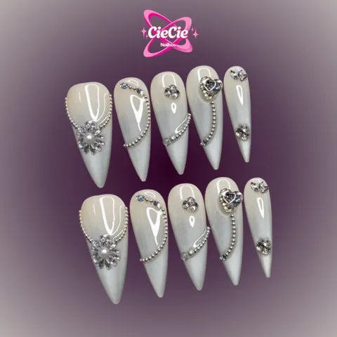 Nailbox Thiết Kế Nude Ombre Xanh Ngọc Pastel Mắt Mèo Đính Đá [Cie-01]