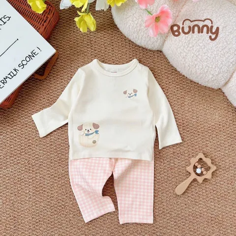Bộ quần áo dài tay Cún con tinh nghịch Bunny Pastel