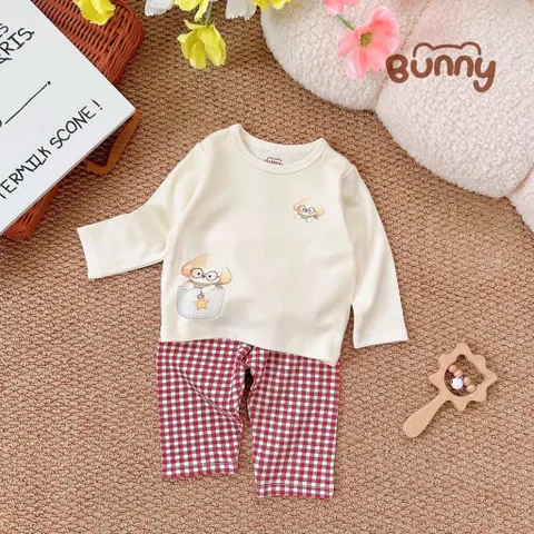 Bộ quần áo dài tay Cún con tinh nghịch Bunny Pastel