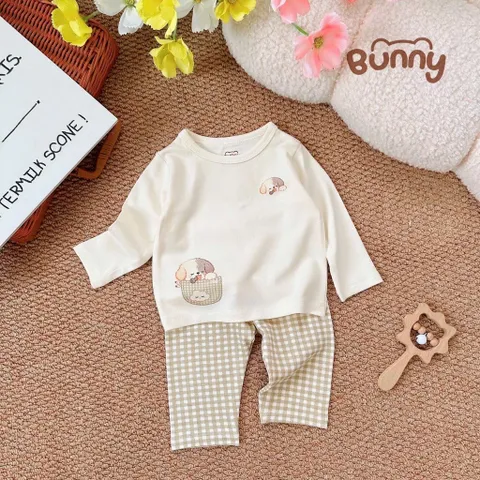 Bộ quần áo dài tay Cún con tinh nghịch Bunny Pastel