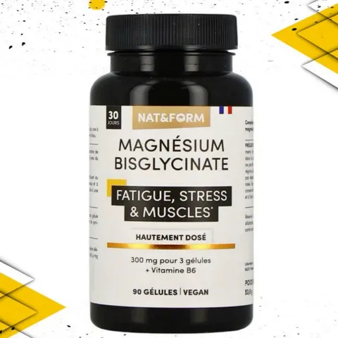 Viên uống Nat&Form Magnésium Bisglycinate |90 viên| Giảm tải stress/Cải thiện chất lượng giấc ngủ & Phục hồi thể lực [S/P Chuẩn Pháp không tem]