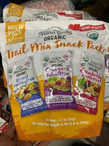 Hạt hôn hơp hưu cơ dinh dưỡng Natures Garden orgranic Trai Mix Snack packs 816g