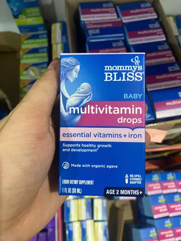 Sắt + Vitamin tổng hợp Mommy's Bliss Multivitamin With Iron 30ml, cho bé từ 2 tháng tuổi [Đủ Bill, Bay Air]