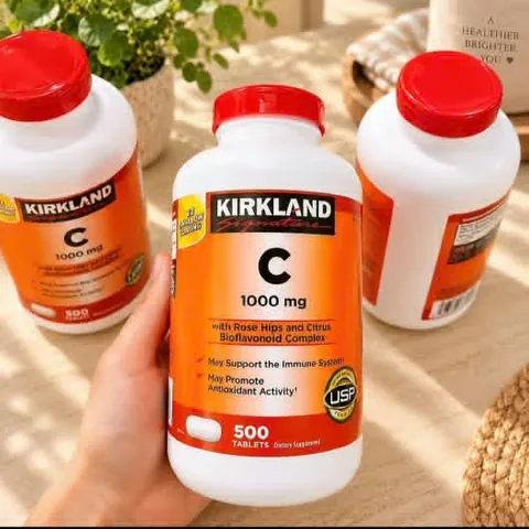Viên uống Vitamin C 1000mg Kirkland Mỹ - Hộp 500 viên bổ sung vitamin, tăng cường miễn dịch, làm đẹp da, dễ uống vị cam 854708