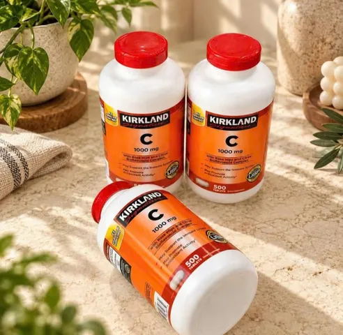 Viên uống Vitamin C 1000mg Kirkland Mỹ - Hộp 500 viên bổ sung vitamin, tăng cường miễn dịch, làm đẹp da, dễ uống vị cam 854708