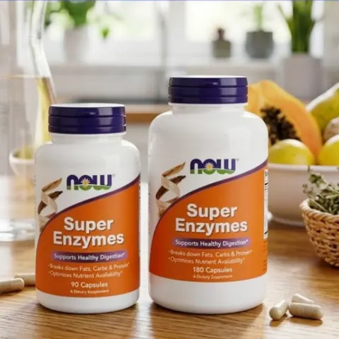 Viên uống Now Super Enzymes |90/180 viên| Giảm gánh nặng & tối ưu hóa quá trình tiêu hóa - Khắc phục các chứng khó tiêu/đầy hơi [SP Chuẩn Mỹ không tem]